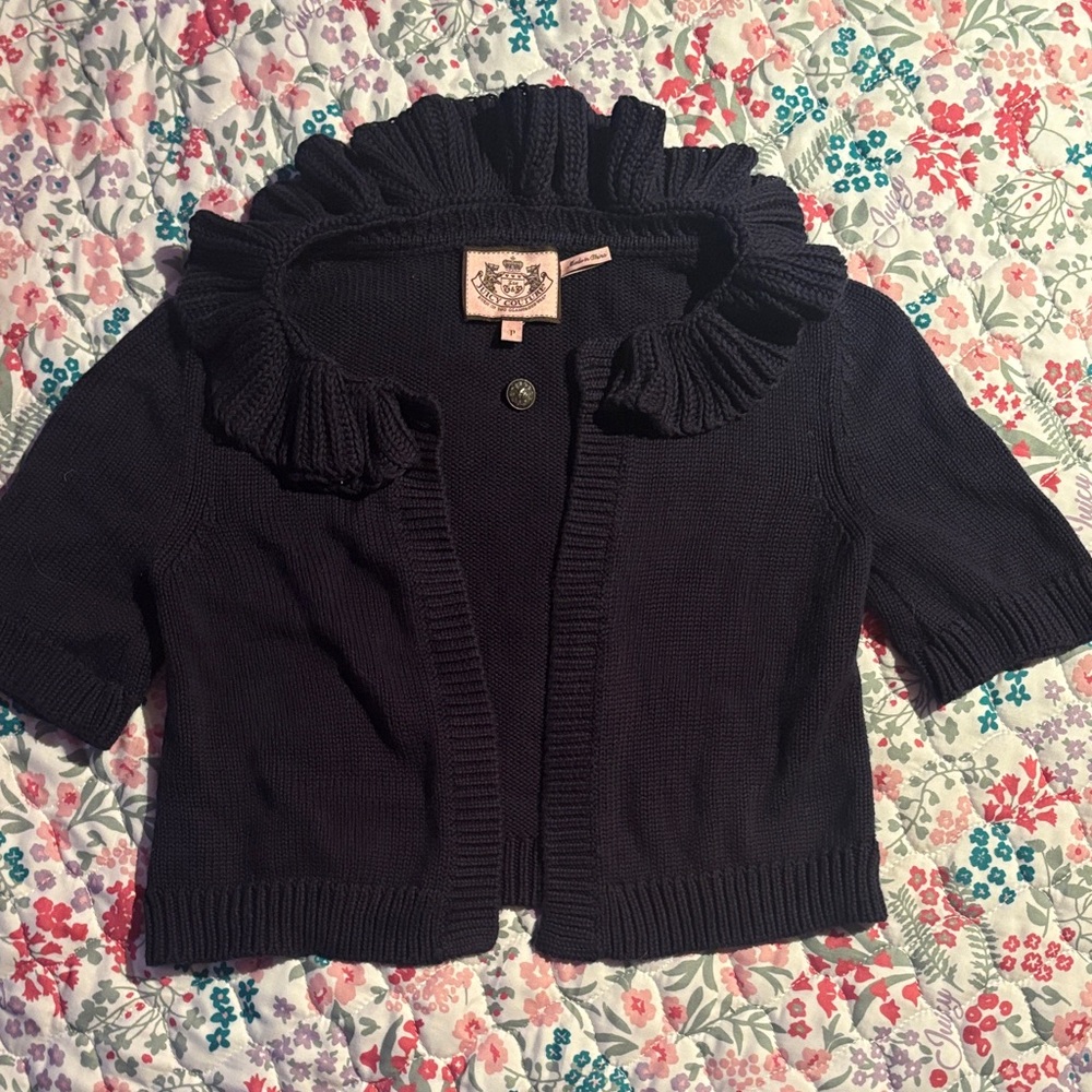 Juicy Couture Navy Ruffle Trim Cardigan